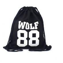 Promotion Custom Trend Fashion point canvas cotton school drawstring bags backpack Bag
